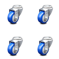 Service Caster 3.5 Inch Blue Polyurethane Wheel Swivel Bolt Hole Caster Set SCC-BH20S3514-PPUB-BLUE-4